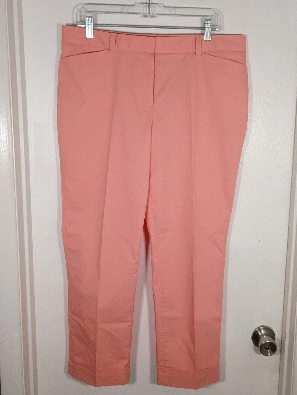 Brooks Brothers Natalie Fit Women's 12 Cuffed Crop Ankle Pants Coral/Peach